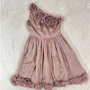 Ryu Vintage Inspired One Shoulder Dress Ruffles Size Small Cottagecore Party